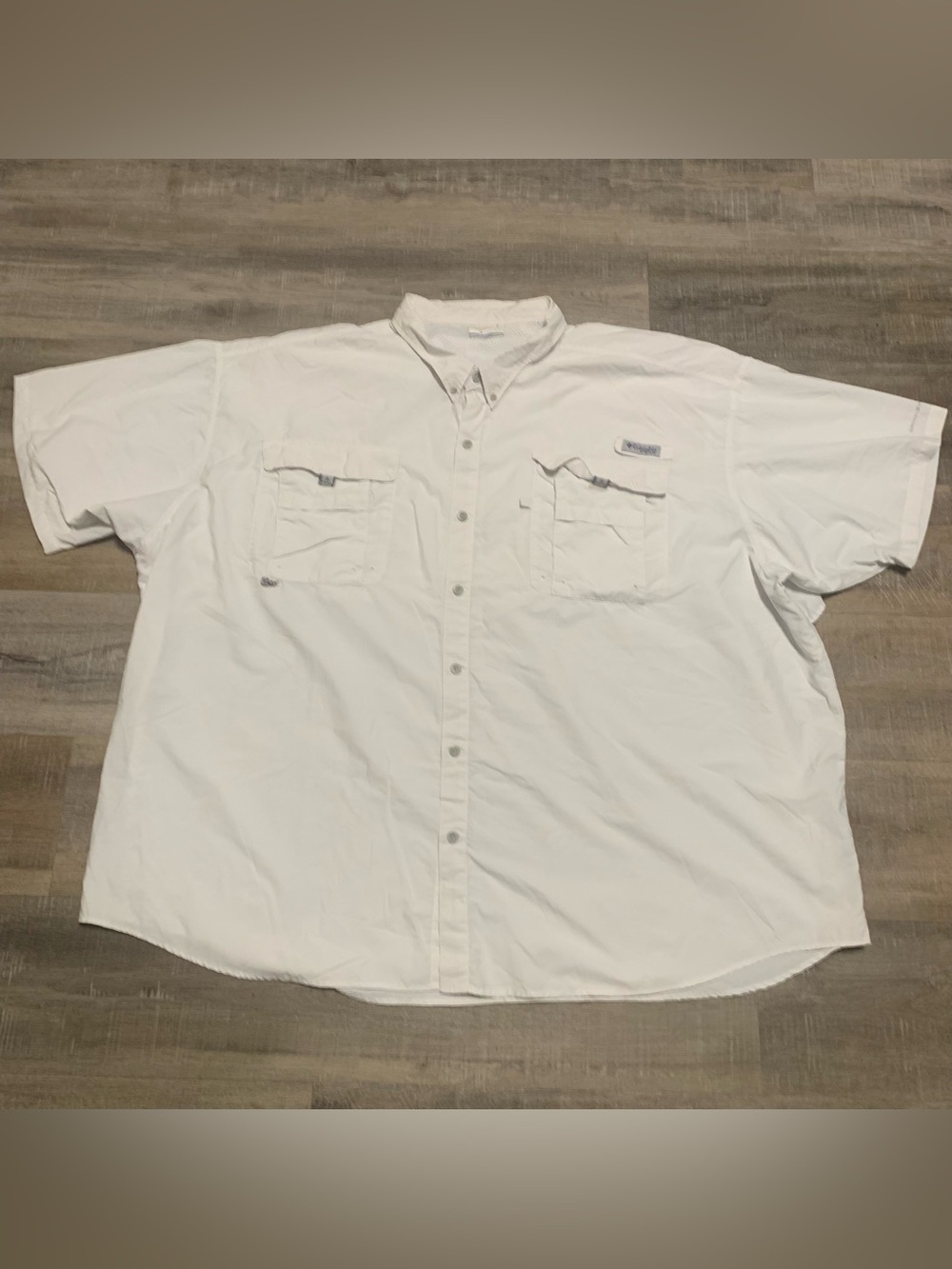 Columbia Omni-Shade Men’s Fishing Button-Up Shirt White Nylon Pockets 5X Vinted